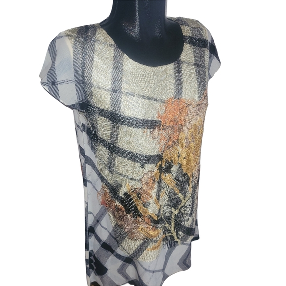 Moffi Floral Patterned Crochet Overlay Tunic S - Picture 2 of 6